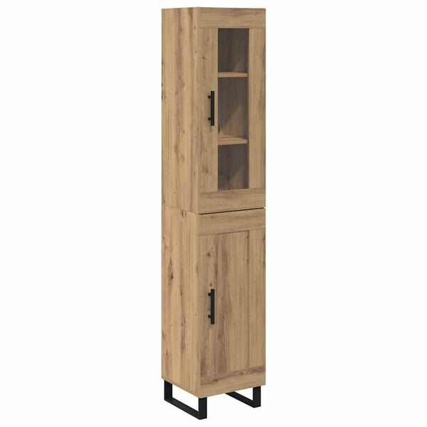 vidaXL Highboard Artisan Eiken 34,5 x 34 x 180 cm Bewerkt hout
