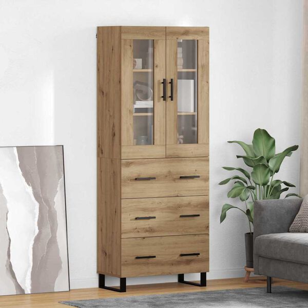 vidaXL Hoge kast met lade 2 pcs Artisan Eiken Bewerkt hout