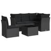 vidaXL 6-delige Loungeset met kussens poly rattan zwart