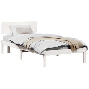 vidaXL Bedframe met hoofdeinde Wit 90 x 200 cm Massief grenenhout
