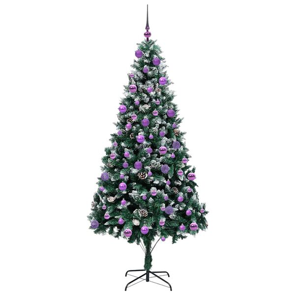 vidaXL Kunstkerstboom Groen 210 cm PVC en Staal en Kunststof