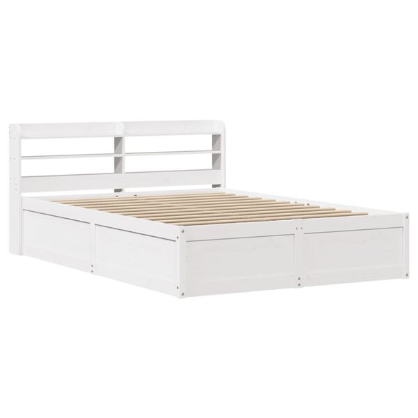 vidaXL Bedframe met hoofdbord massief grenenhout wit 120x200 cm