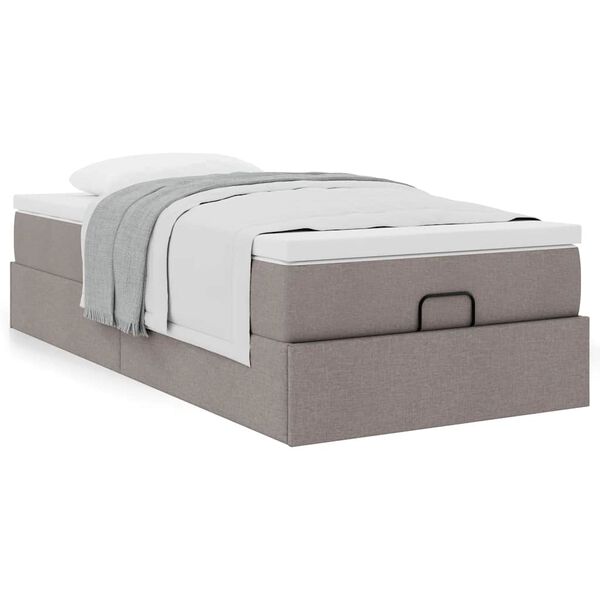 vidaXL Ottoman bed met matras 90x190cm stof taupe
