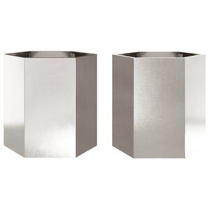 vidaXL Plantenbakken 2 st zeshoek 46x40x45 cm roestvrijstaal