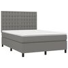 vidaXL Boxspring met matras en LED stof donkergrijs 140x190 cm
