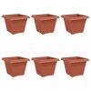 vidaXL Vierkante Bloempot 6 pcs Baksteenrood 43 x 43 x 33,5 cm