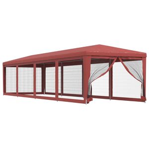vidaXL Partytent met 10 mesh zijwanden 3x12 m HDPE rood