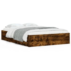 vidaXL Bedframe met lades bewerkt hout gerookt eikenkleurig 135x190 cm