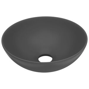 vidaXL Wastafel rond keramiek donkergrijs