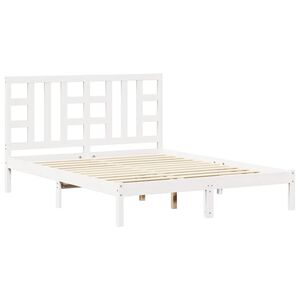 vidaXL Bedframe massief hout wit 150x200 cm