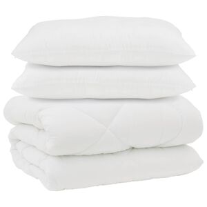 vidaXL Dekbed met Kussens 3 pcs Wit Microfiber en Dons Feather