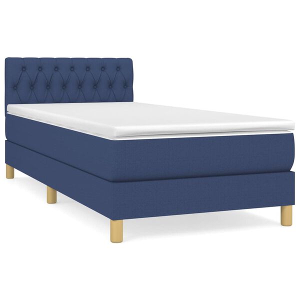 vidaXL Boxspring met matras stof blauw 80x200 cm