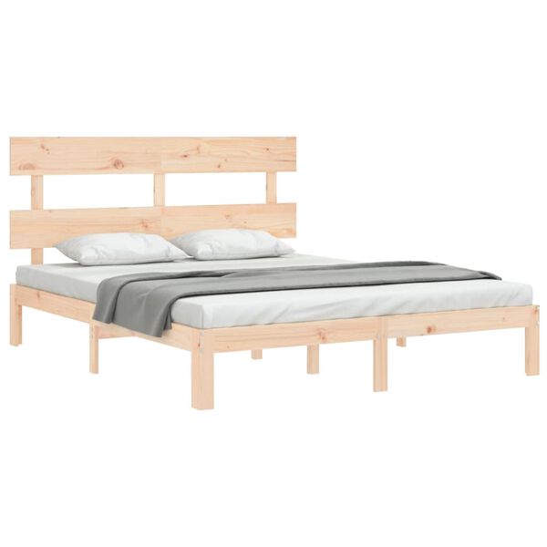 vidaXL Bedframe met hoofdbord massief hout