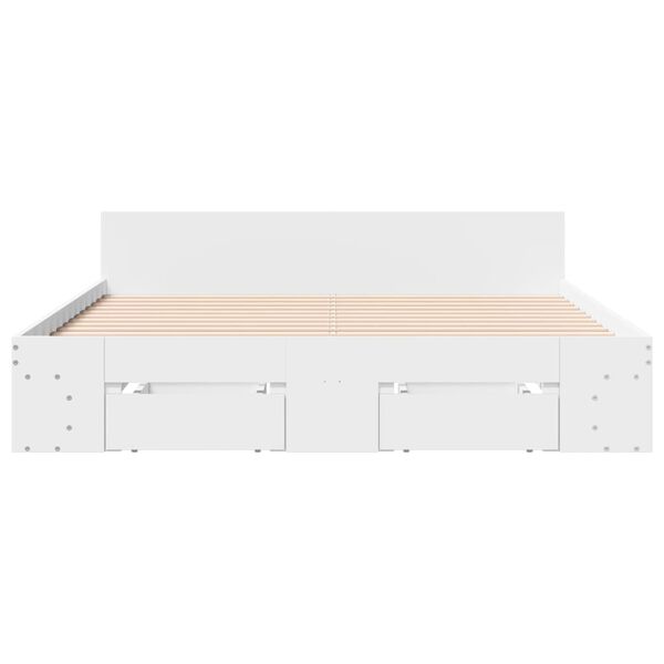 vidaXL Bedframe met lades bewerkt hout wit 140x190 cm