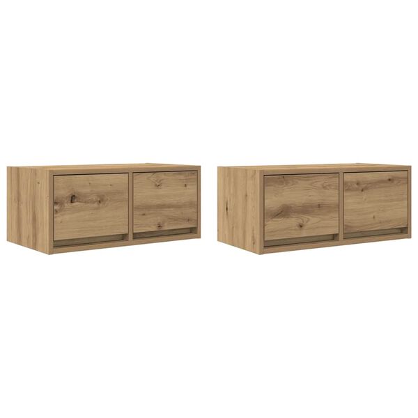 vidaXL Tv-meubelen 2 st 60x31x25,5 cm bewerkt hout artisanaal eiken