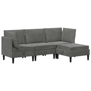 vidaXL Woonkamer Meubelset 4 st Donkergrijs Fluweel