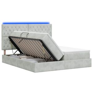 vidaXL LED Opslagbed met Matras Lichtgrijs 180 x 200 cm Fluweel