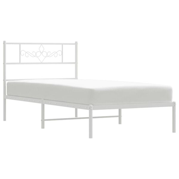 vidaXL Bedframe met hoofdbord metaal wit 90x190 cm