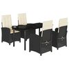 vidaXL 5-delige Tuinset met kussens poly rattan zwart