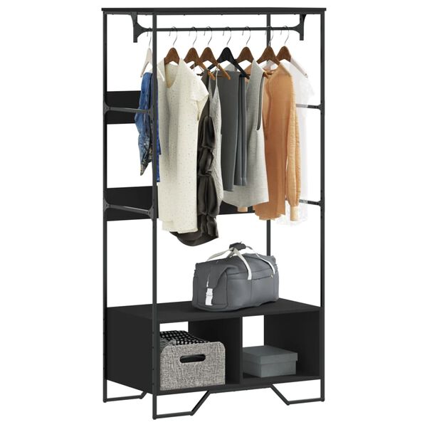 vidaXL Kledingkast 90x50x180 cm bewerkt hout zwart