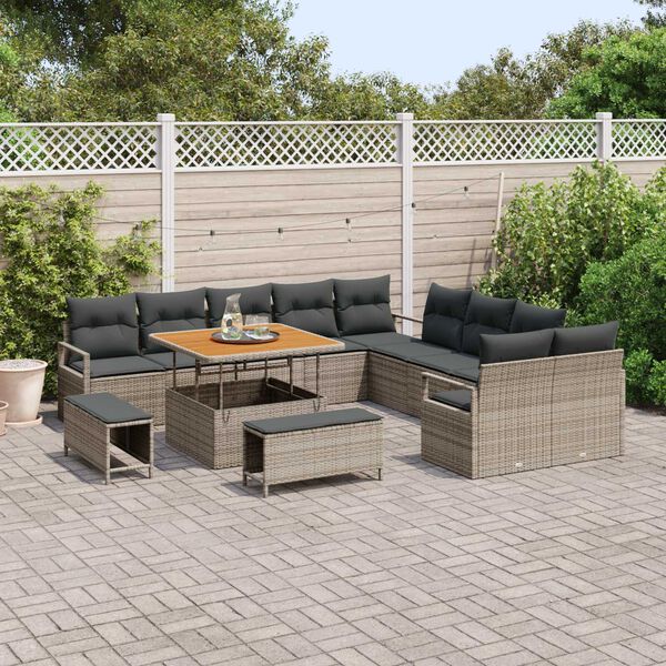 vidaXL Tuin Sofa Set met kussen 13 pcs Grijs 100 x 100 x 71 cm