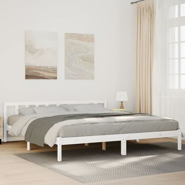 vidaXL Bedframe extra lang zonder matras grenenhout wit 180x220 cm