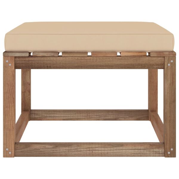 vidaXL Voetensteun met beige kussen