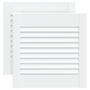 vidaXL Kastdeuren met lamellen 2 st 39,5x39,4 cm grenenhout wit