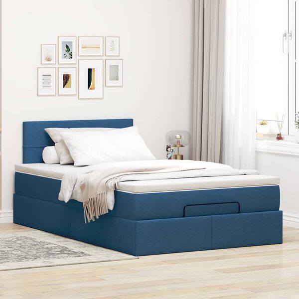 vidaXL Bed met matras 120x200 cm stof blauw