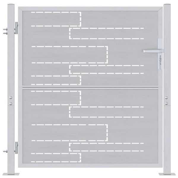 vidaXL Tuinpoort met slot Zilver 96 x 100 cm Roestvrij staal