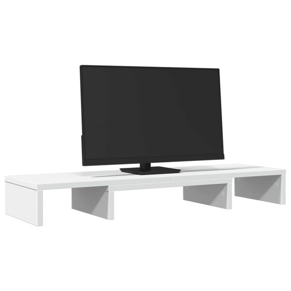 vidaXL Monitorstandaard verstelbaar 80x24x10,5 cm bewerkt hout wit
