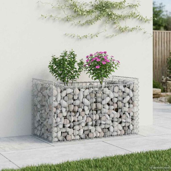 vidaXL Gabion Verhoogd Bed Zilver 50 x 100 x 60 cm