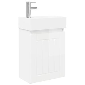 vidaXL Badkamermeubel met kraan Hoogglans Wit 45,5 x 25,5 x 84 cm