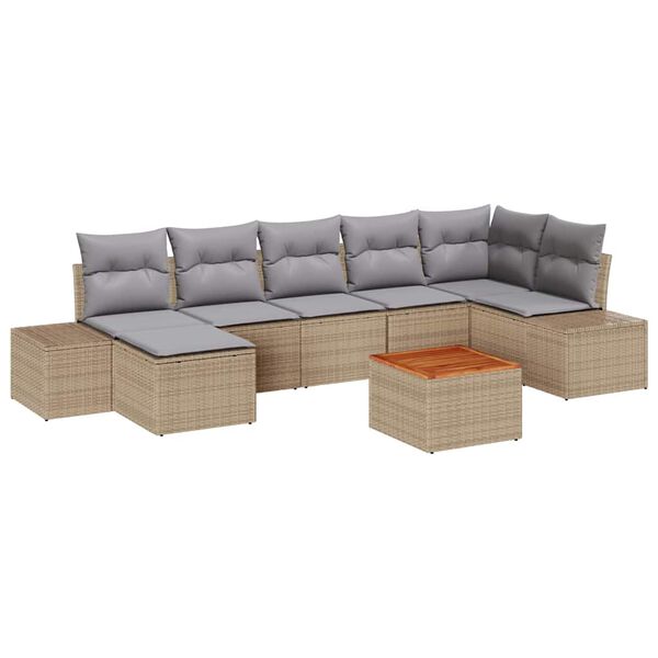 vidaXL Tuin Sofa Set 8 pcs beige en lichtgrijs