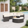 vidaXL 3-delige Loungeset halfrond poly rattan zwart