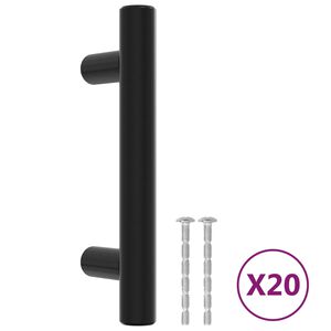 vidaXL Handvatten 20 st 64 mm roestvrij staal zwart