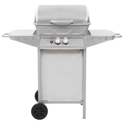 vidaXL Gasbarbecue en grill met 2 kookzones roestvrij staal zilver