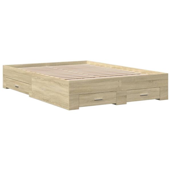 vidaXL Bedframe met lades bewerkt hout sonoma eikenkleurig 120x200 cm
