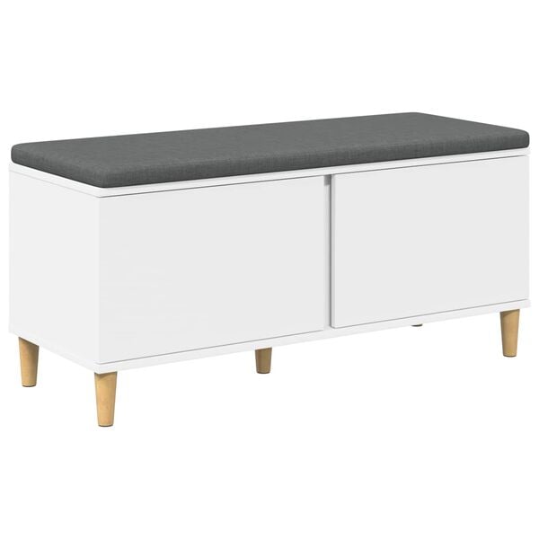 vidaXL Halbank met kussen met opslag met de deur Wit 100 x 38 x 46 cm