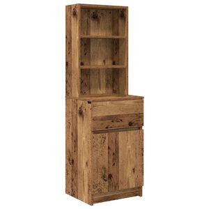 vidaXL Nachtkastje 39x35x125 cm bewerkt hout oud houtkleurig
