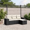vidaXL 4-delige Loungeset met kussens poly rattan zwart