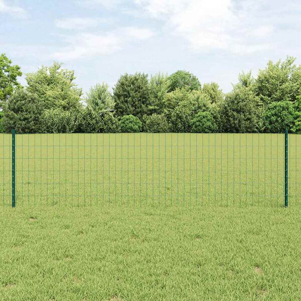vidaXL Hek met Paal Groen 0,6 x 25 m Staal en PVC