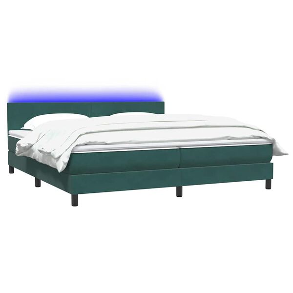 vidaXL Boxspring met matras en LED fluweel donkergroen 200x210 cm