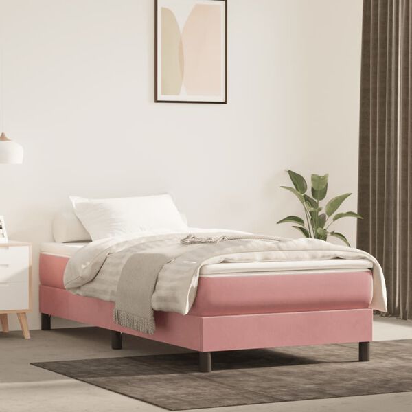 vidaXL Boxspring bed fluweel roze 80x200 cm