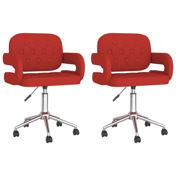 vidaXL Eetkamerstoelen draaibaar 2 st kunstleer wijnrood