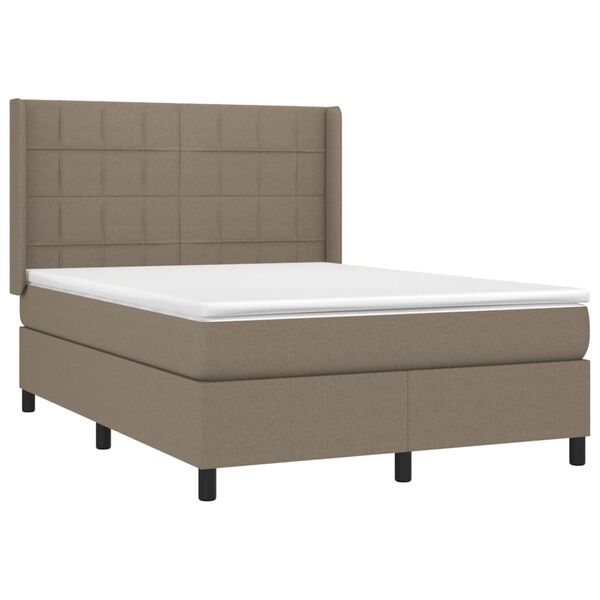 vidaXL Boxspring met matras stof taupe 140x190 cm