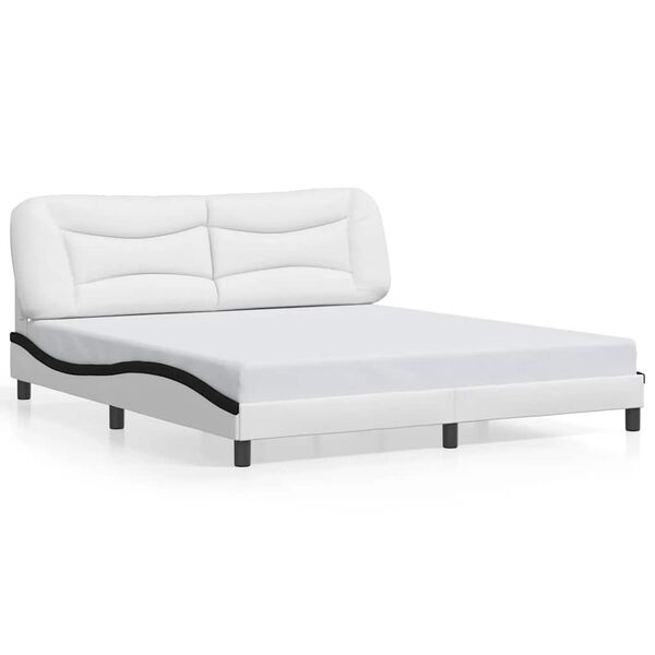 vidaXL Bedframe zonder matras "Hvar" kunstleer wit en zwart 180x200 cm