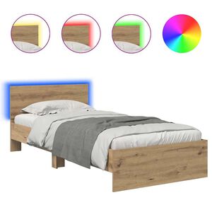 vidaXL Bedframe met hoofdeinde Artisan Eiken 100 x 200 cm Bewerkt hout