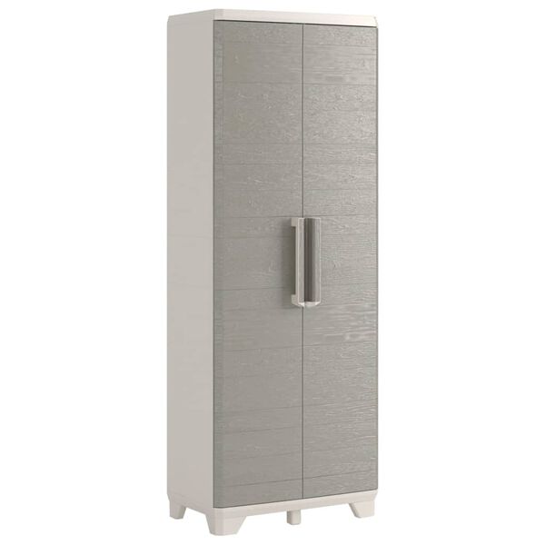 Keter Tuinkast met schappen Wood Grain 182 cm crème en taupe