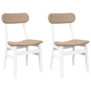 vidaXL Eetkamerstoelen met kussens 2 st massief hout rubber wit